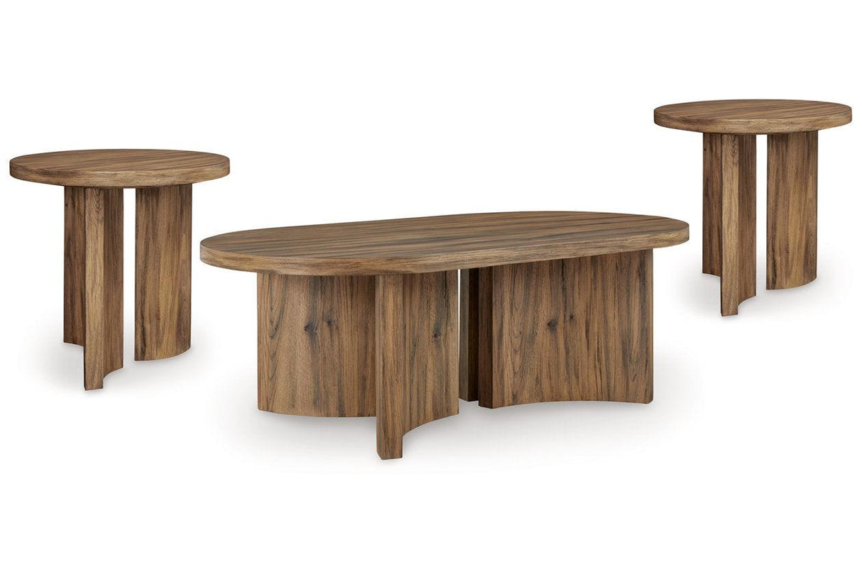 Austanny Warm Brown Coffee Table and 2 End Tables by Ashley at Eve Furniture