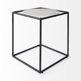 Austen 20L x 20W x 22H Round White Marble Top W/ Black Metal Frame Side Table by Mercana at Eve Furniture