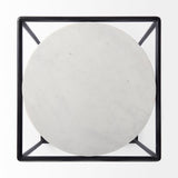 Austen 20L x 20W x 22H Round White Marble Top W/ Black Metal Frame Side Table by Mercana at Eve Furniture