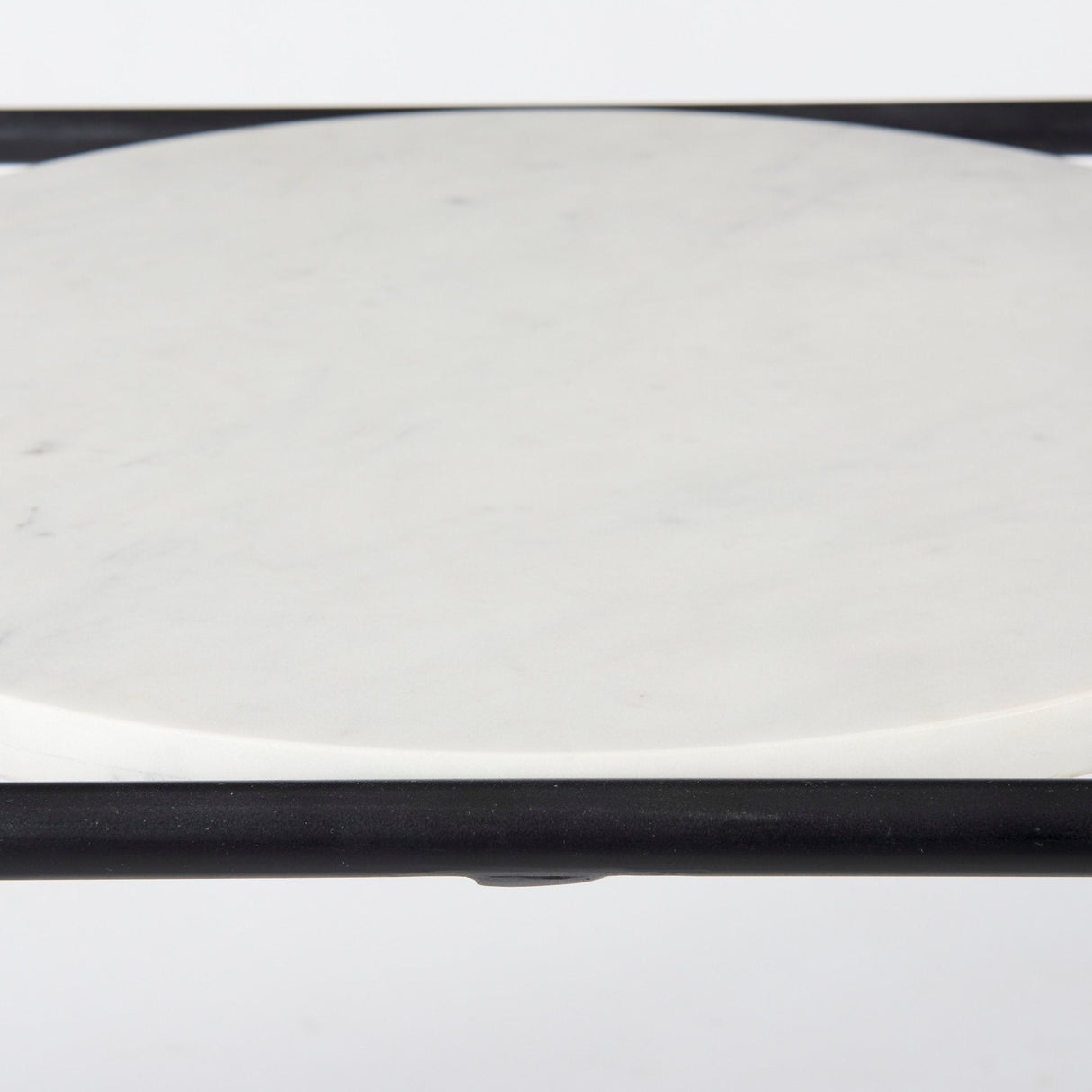Austen 20L x 20W x 22H Round White Marble Top W/ Black Metal Frame Side Table by Mercana at Eve Furniture