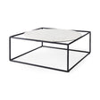 Austen 36L x 36W x 14.5H Round White Marble Top W/ Black Metal Frame Coffee Table by Mercana at Eve Furniture