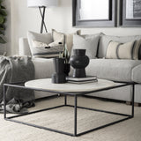 Austen Round White Marble Top W/ Black Metal Frame Coffee Table by Mercana at Eve Furniture