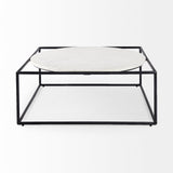 Austen Round White Marble Top W/ Black Metal Frame Coffee Table by Mercana at Eve Furniture