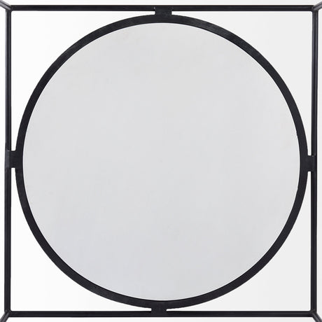 Austen Round White Marble Top W/ Black Metal Frame Coffee Table by Mercana at Eve Furniture