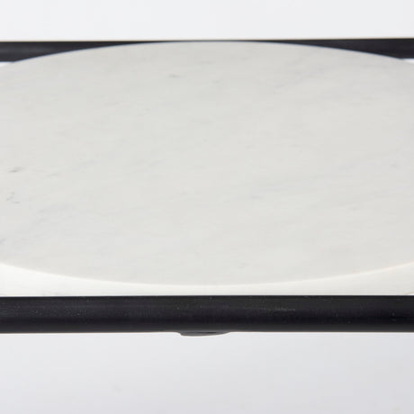 Austen Round White Marble Top W/ Black Metal Frame Side Table by Mercana at Eve Furniture