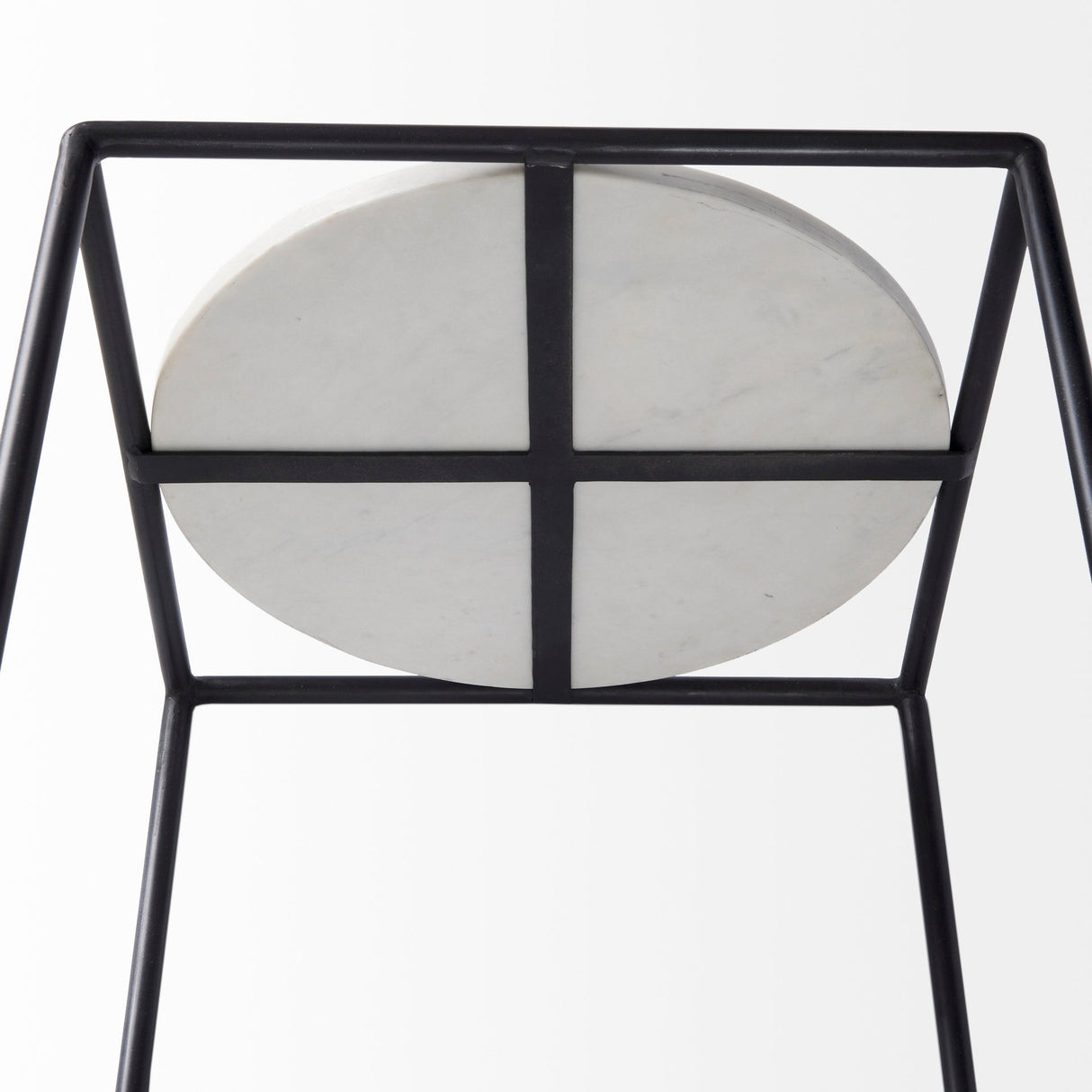 Austen Round White Marble Top W/ Black Metal Frame Side Table by Mercana at Eve Furniture