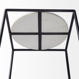 Austen Round White Marble Top W/ Black Metal Frame Side Table by Mercana at Eve Furniture