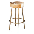 Austin 15" Backless Bar Stool in Brown Hair on Hide with Antique Gold Legs by Home Trends & Design at Eve Furniture