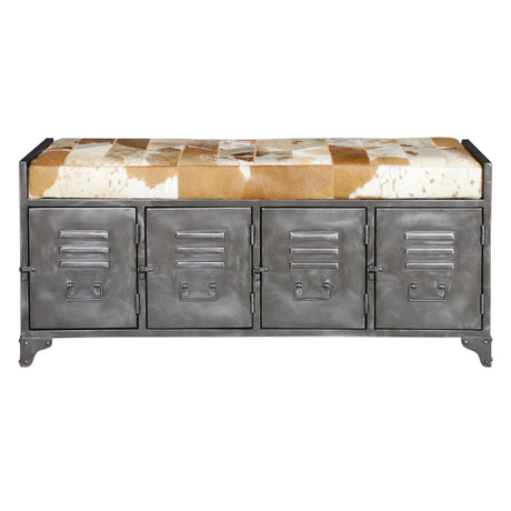 Austin 47" Large Brown Hair on Hide Reclaimed Locker Bench by Home Trends & Design at Eve Furniture