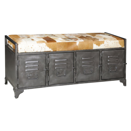 Austin 47" Large Brown Hair on Hide Reclaimed Locker Bench by Home Trends & Design at Eve Furniture