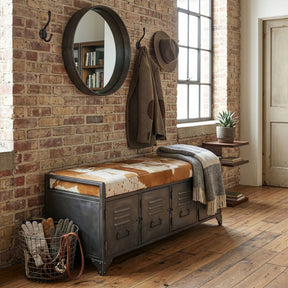 Austin 47" Large Brown Hair on Hide Reclaimed Locker Bench by Home Trends & Design at Eve Furniture