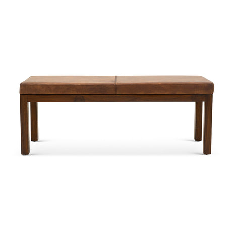 Austin Antique Tan Leather Bench with Lines by Ashcroft Furniture at Eve Furniture