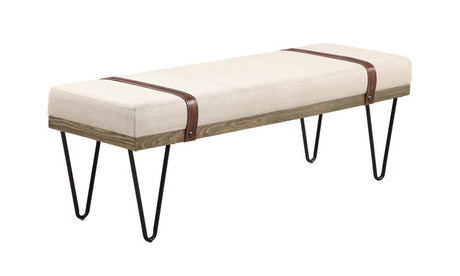 Austin Beige/Black Upholstered Bench by Coaster at Eve Furniture
