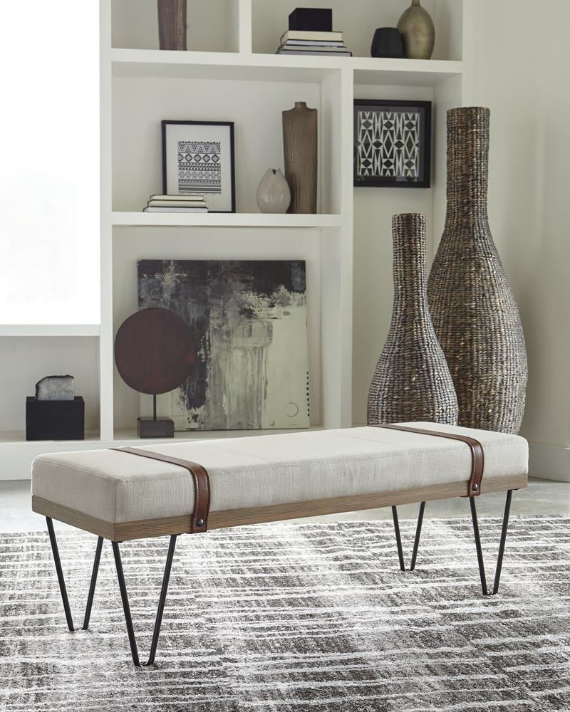 Austin Beige/Black Upholstered Bench by Coaster at Eve Furniture
