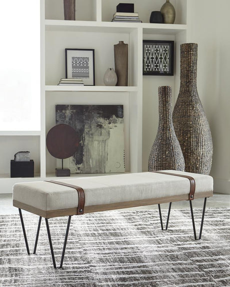 Austin Beige/Black Upholstered Bench by Coaster at Eve Furniture