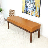 Austin Antique Tan Leather Bench without Lines