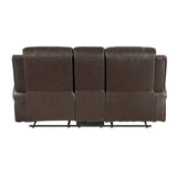 Austin Brown Genuine Leather Double Reclining Loveseat with Center Console by Homelegance at Eve Furniture