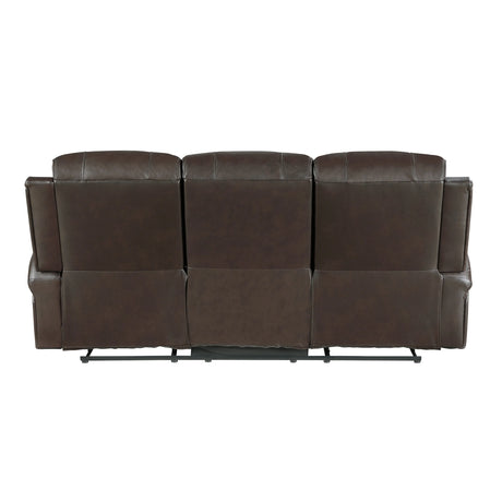 Austin Brown Genuine Leather Double Reclining Sofa by Homelegance at Eve Furniture