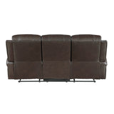 Austin Brown Genuine Leather Double Reclining Sofa by Homelegance at Eve Furniture