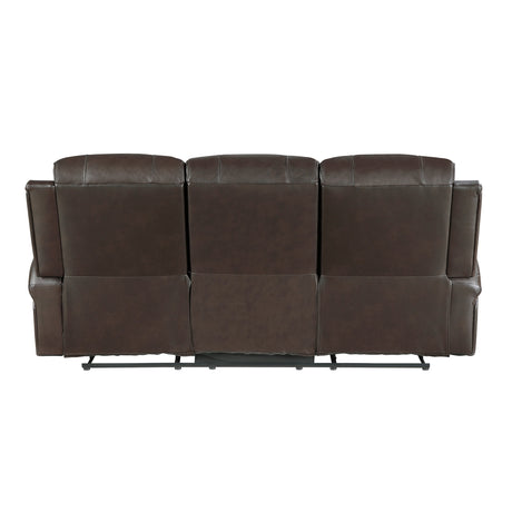 Austin Brown Genuine Leather Double Reclining Sofa by Homelegance at Eve Furniture
