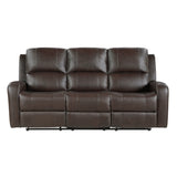 Austin Brown Genuine Leather Double Reclining Sofa by Homelegance at Eve Furniture