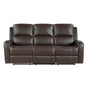 Austin Brown Genuine Leather Double Reclining Sofa by Homelegance at Eve Furniture