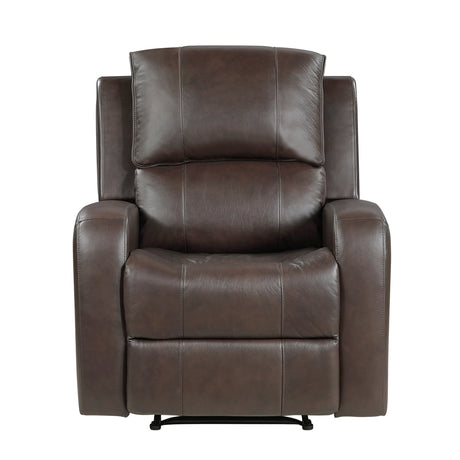Austin Brown Genuine Leather Reclining Chair by Homelegance at Eve Furniture