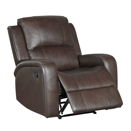 Austin Brown Genuine Leather Reclining Chair by Homelegance at Eve Furniture