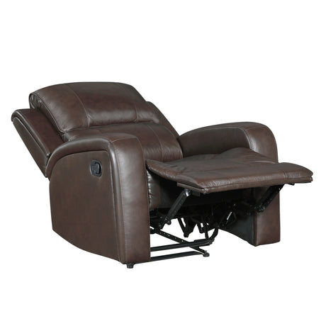Austin Brown Genuine Leather Reclining Chair by Homelegance at Eve Furniture