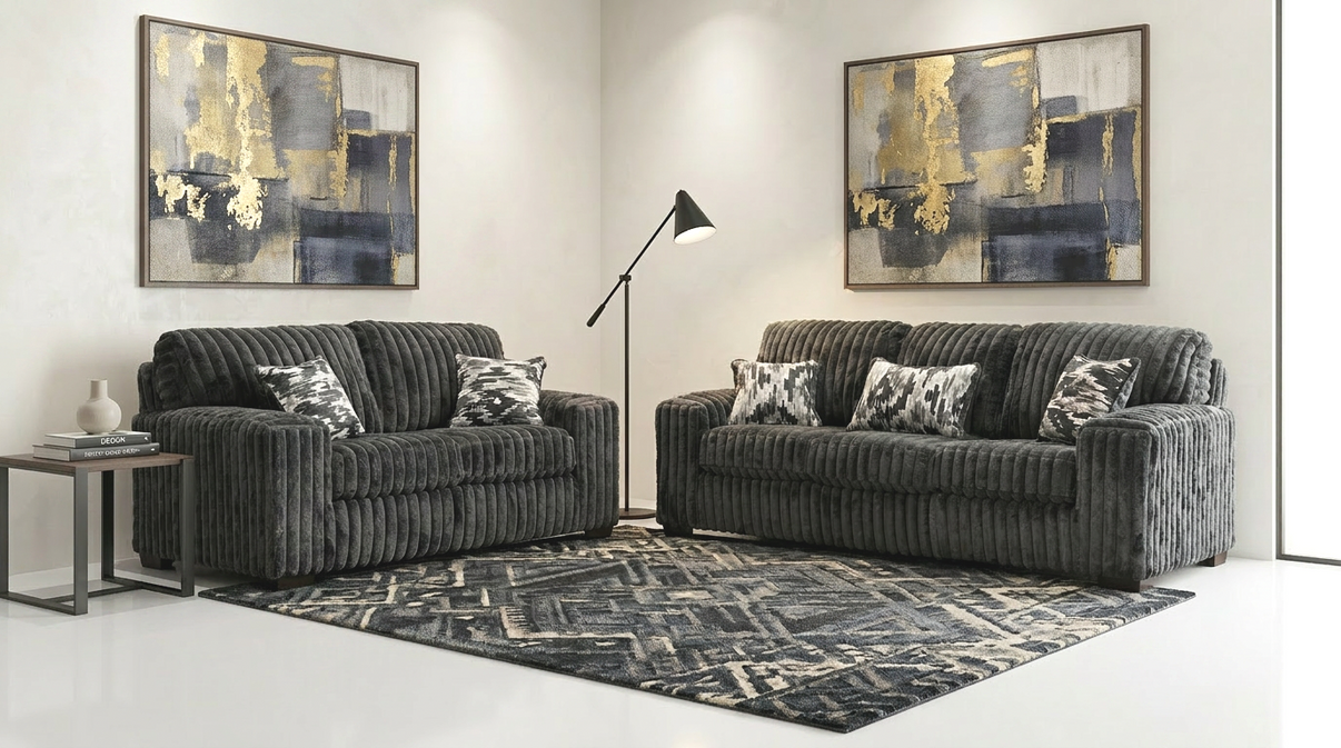 Austin Charcoal Sofa and Loveseat by New Era Innovations at Eve Furniture