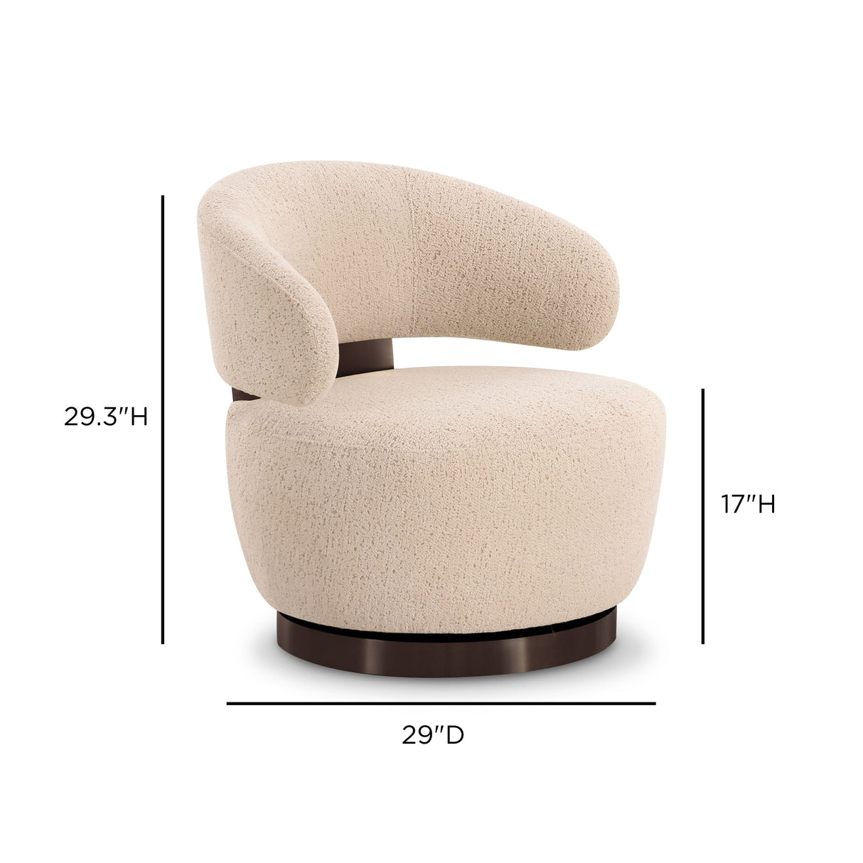 Austin Cream Boucle Swivel Accent Chair by TOV Furniture at Eve Furniture