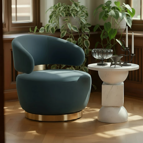 Austin Dark Teal Velvet Swivel Chair by TOV Furniture at Eve Furniture