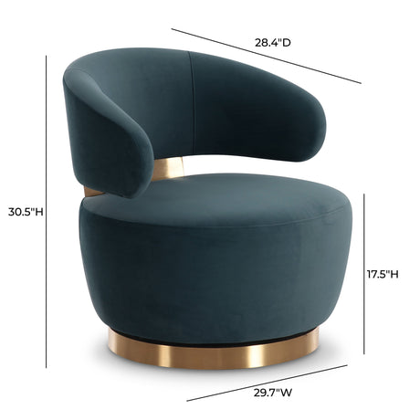 Austin Dark Teal Velvet Swivel Chair by TOV Furniture at Eve Furniture