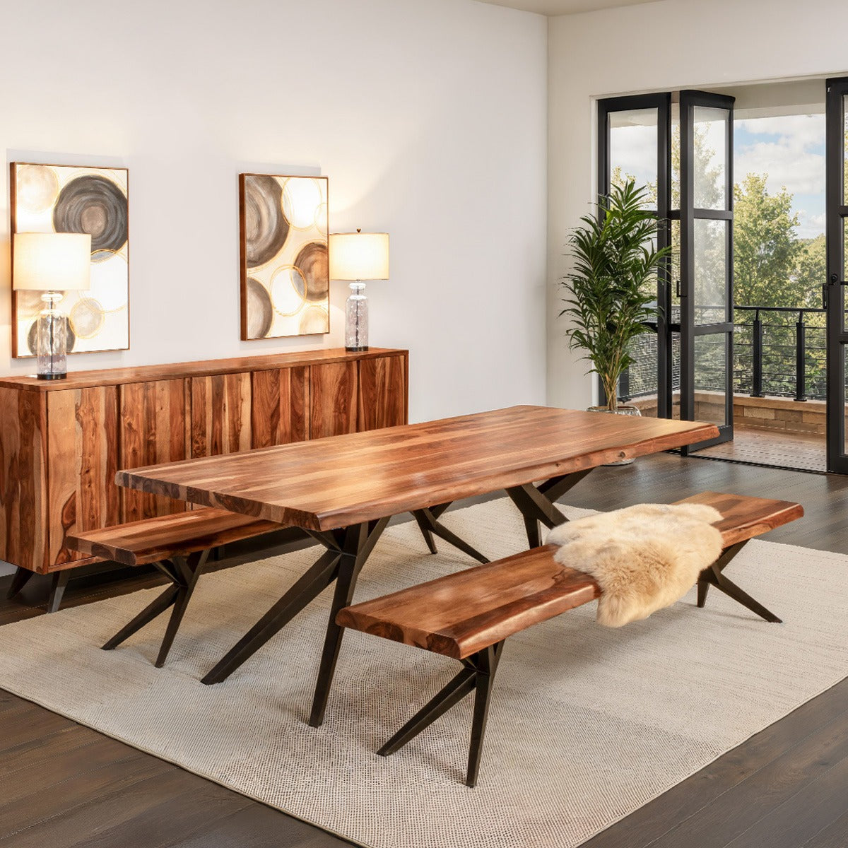 Austin Loft 94" Dining Table in Natural Sheesham by Home Trends & Design at Eve Furniture