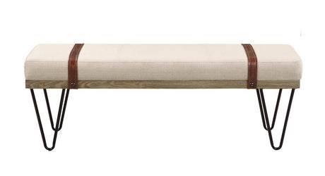 Austin Beige/Black Upholstered Bench by Coaster - Eve Furniture