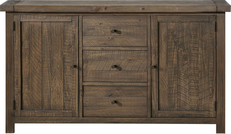 Autumn Flint Oak Solid Wood Three Drawer Two Door Sideboard by Modus Furniture at Eve Furniture