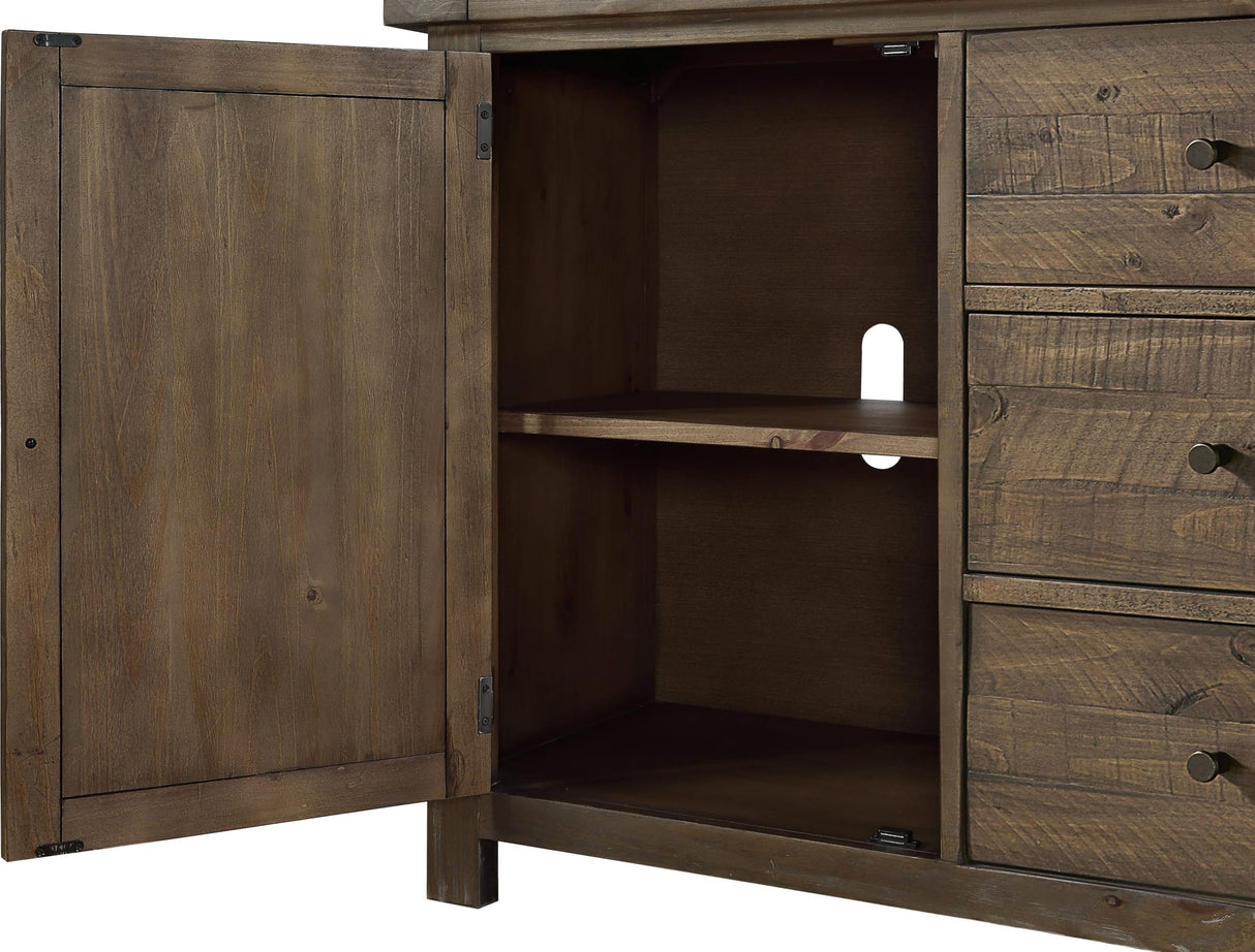 Autumn Flint Oak Solid Wood Three Drawer Two Door Sideboard by Modus Furniture at Eve Furniture
