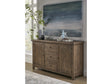 Autumn Flint Oak Solid Wood Three Drawer Two Door Sideboard by Modus Furniture at Eve Furniture