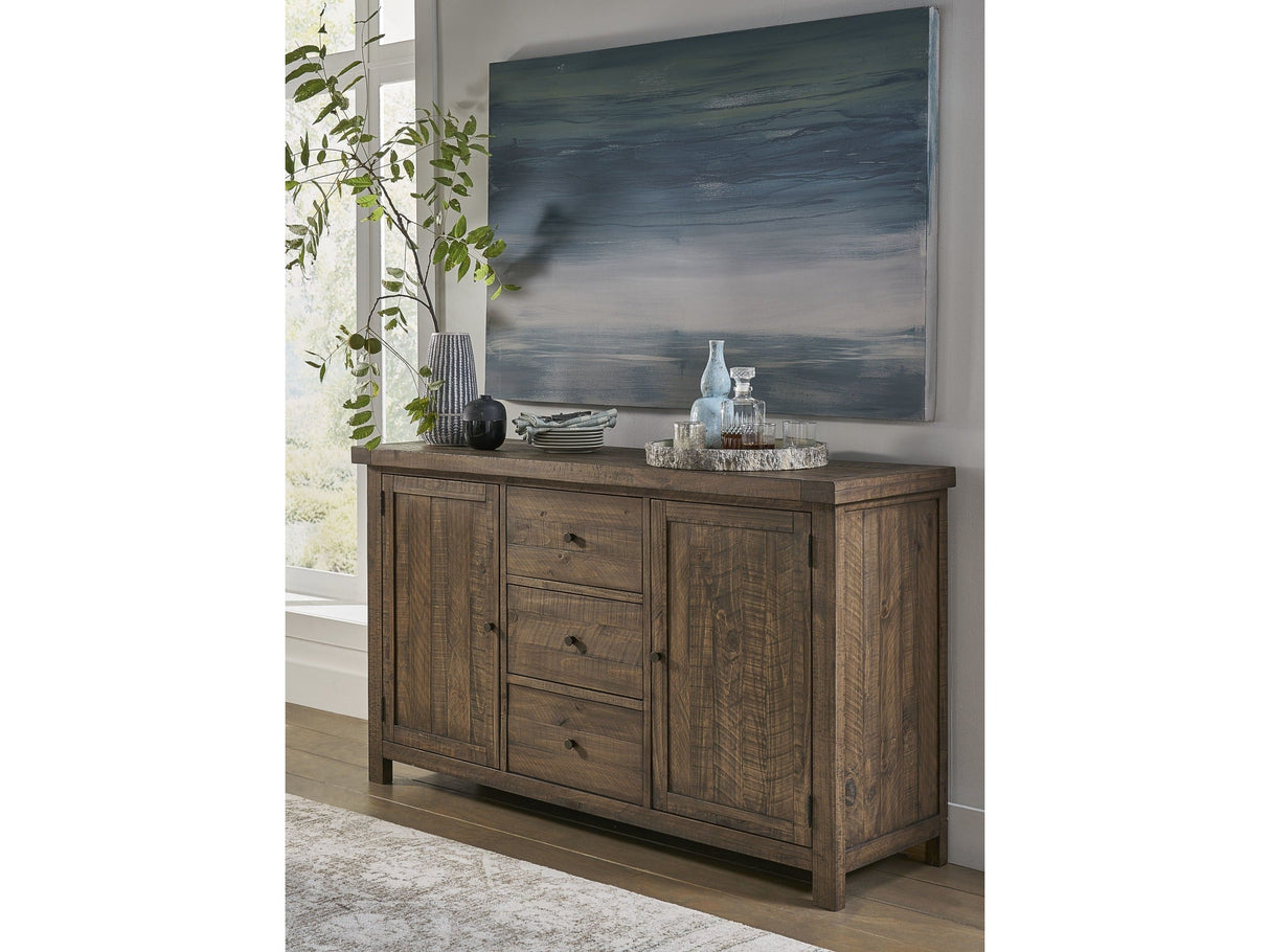 Autumn Flint Oak Solid Wood Three Drawer Two Door Sideboard by Modus Furniture at Eve Furniture