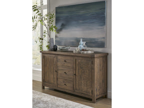 Autumn Flint Oak Solid Wood Three Drawer Two Door Sideboard by Modus Furniture at Eve Furniture