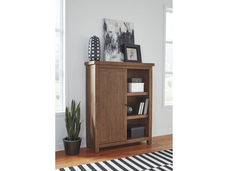 Autumn Sliding Door Bookcase in Flint Oak by Modus Furniture at Eve Furniture