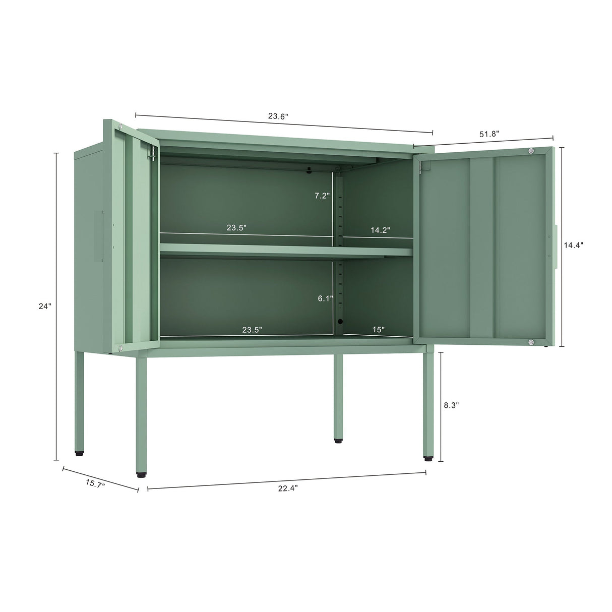 Ava 23.6" Accent Cabinet in Green by Manhattan Comfort at Eve Furniture