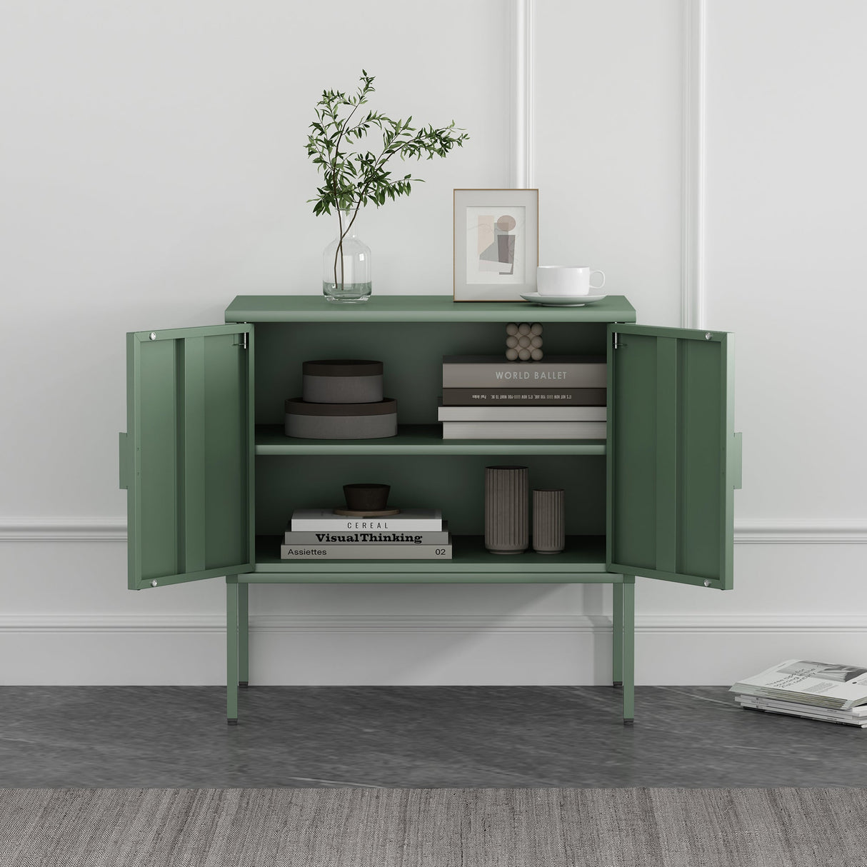 Ava 23.6" Accent Cabinet in Green by Manhattan Comfort at Eve Furniture