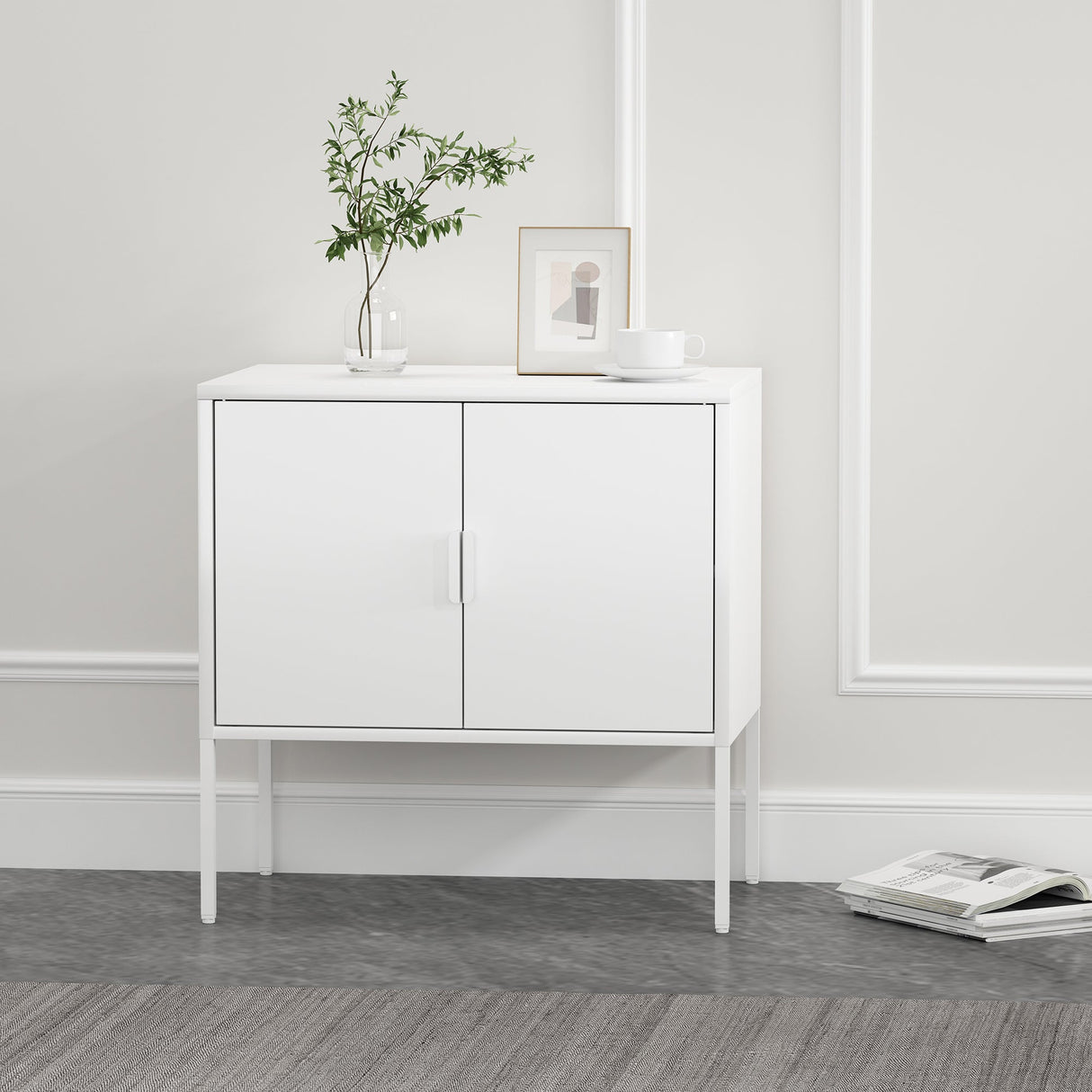 Ava 23.6" Accent Cabinet in White by Manhattan Comfort at Eve Furniture