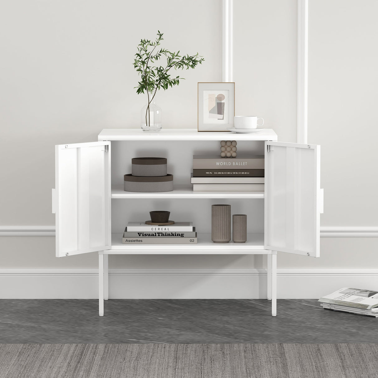 Ava 23.6" Accent Cabinet in White by Manhattan Comfort at Eve Furniture