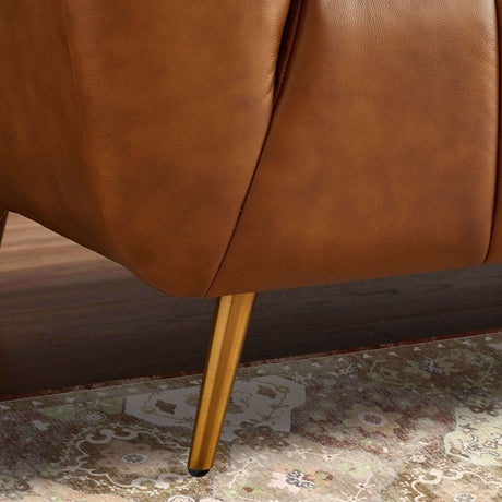 Ava Genuine Italian Cognac Leather Channel Tufted Sofa by Ashcroft Furniture at Eve Furniture