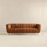 Ava Genuine Italian Cognac Leather Channel Tufted Sofa by Ashcroft Furniture at Eve Furniture
