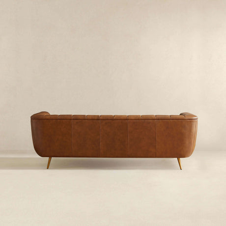 Ava Genuine Italian Cognac Leather Channel Tufted Sofa by Ashcroft Furniture at Eve Furniture