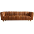 Ava Genuine Italian Cognac Leather Channel Tufted Sofa by Ashcroft Furniture at Eve Furniture