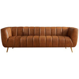Ava Genuine Italian Cognac Leather Channel Tufted Sofa by Ashcroft Furniture at Eve Furniture